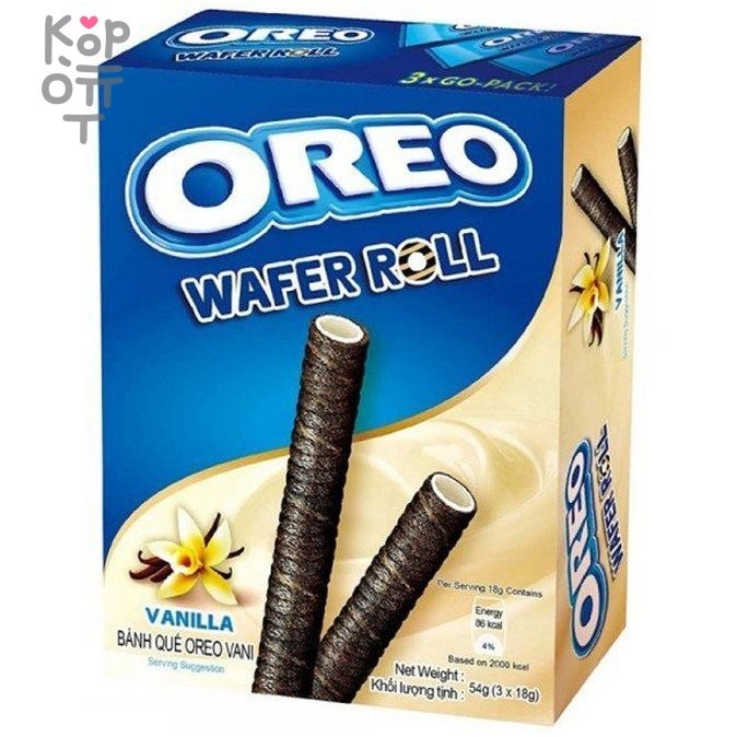 Вафельные трубочки Wafer Roll Vanilla, Oreo, 54гр., купить с доставкой на дом фото 1 &mdash; Корейские товары для всей семьи(КорОпт)