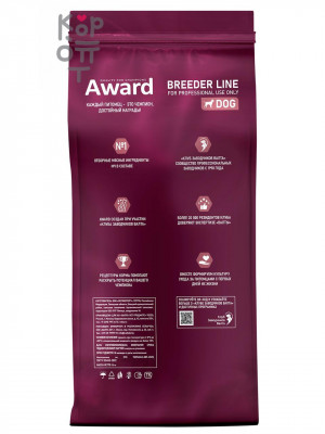 Сухой корм AWARD PFB SPECIAL CARE Toy Breed Support для взрослых собак мелких и миниатюрных пород со свежим мясом ягненка 15кг