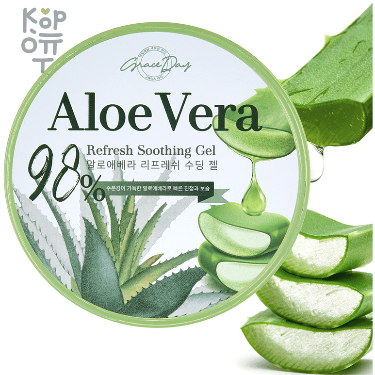 Grace day Aloe Vera Refreshing Soothing Gel - Многофункциональный смягчающий гель с экстрактом Алоэ, 300мл., купить с доставкой на дом фото 1 — Корейские товары для всей семьи(КорОпт)