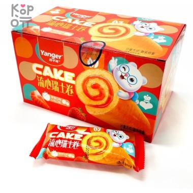 Швейцарский рулет Yanger - Плюшевое настроение со вкусом Клубники — Корейские товары для всей семьи(КорОпт)