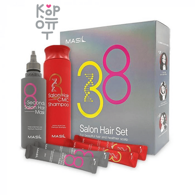 Masil 38 Salon Hair Set - Набор для восстановления волос с кератином и коллагеном (шампунь 300мл+16мл., маска 200мл.+16мл.)