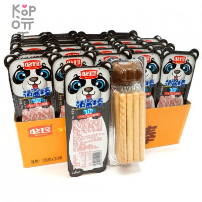 Печенье ShanjiangBang Dipping Sauce Cookie Bars Kids - Бисквитное печенье Панда с нежным шоколадным соусом, 28гр.