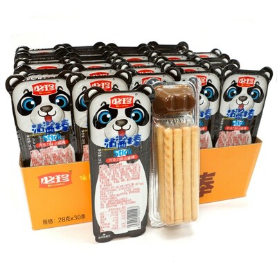 Печенье ShanjiangBang Dipping Sauce Cookie Bars Kids - Бисквитное печенье Панда с нежным шоколадным соусом, 28гр.