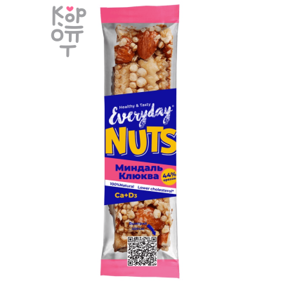 Everyday Nuts Батончик ореховый с миндалем и клюквой, 40 г