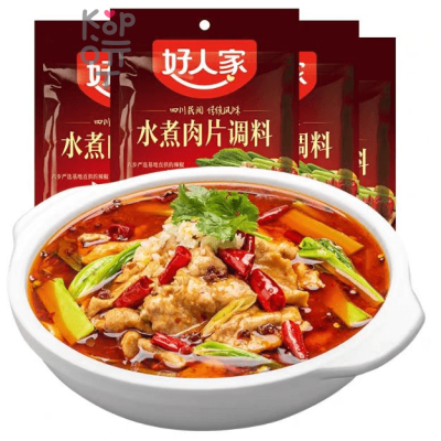 Haorenjia Boiled Pork with Chilli Sauce - Пряная приправа Ломтики вареной свинины для Сычуаньской острой отварной рыбы и говядины, 100гр.