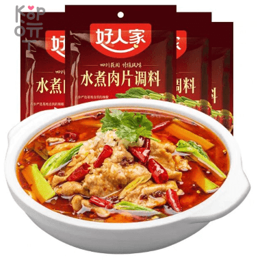 Haorenjia Boiled Pork with Chilli Sauce - Пряная приправа Ломтики вареной свинины для Сычуаньской острой отварной рыбы и говядины, 100гр. — Корейские товары для всей семьи(КорОпт)