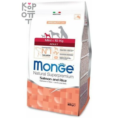 Monge Dog Speciality Mini корм для взрослых собак мелких пород лосось с рисом 800г