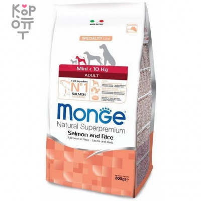 Monge Dog Speciality Mini корм для взрослых собак мелких пород лосось с рисом 800г