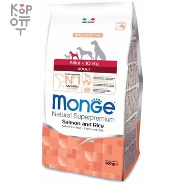 Monge Dog Speciality Mini корм для взрослых собак мелких пород лосось с рисом 800г &mdash; Корейские товары для всей семьи(КорОпт)