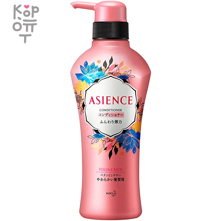 KAO Asience Кондиционер для придания объема сухим волосам с экстрактом женьшеня и протеинами шелка, с фруктово-цветочным ароматом, купить с доставкой на дом фото 1 — Корейские товары для всей семьи(КорОпт)