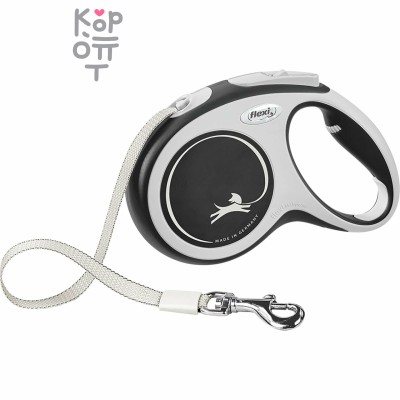 flexi рулетка NEW LINE Comfort M (до 25 кг) лента 5 м серый/черный