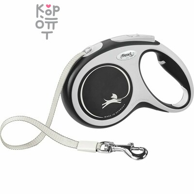 flexi рулетка NEW LINE Comfort M (до 25 кг) лента 5 м серый/черный