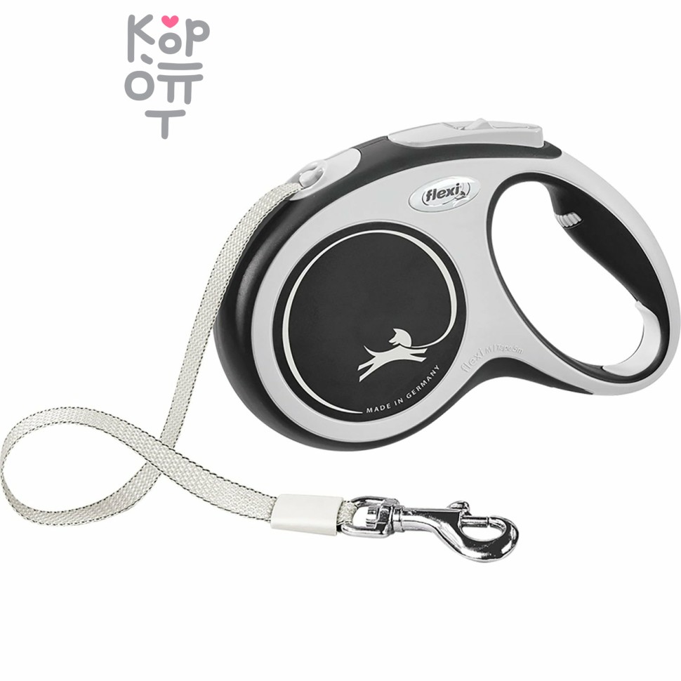 flexi рулетка NEW LINE Comfort M (до 25кг.) лента 5 м серый/черный