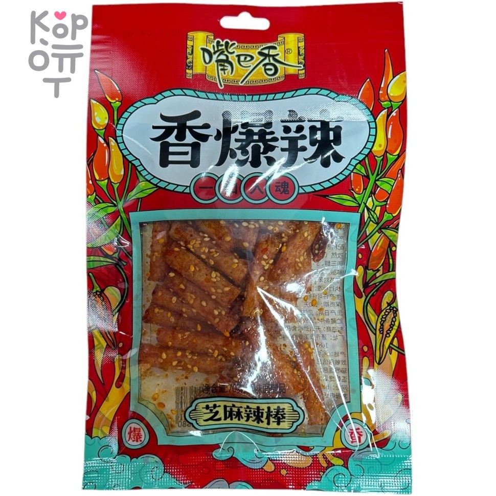 Снэк пшеничный Maojinsong Foods острый со вкусом кунжута, пряный и острый, 70гр.
