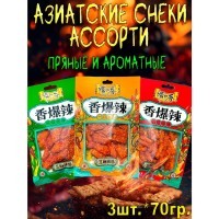 Снэк пшеничный Maojinsong Foods острый со вкусом кунжута, пряный и острый, 70гр.