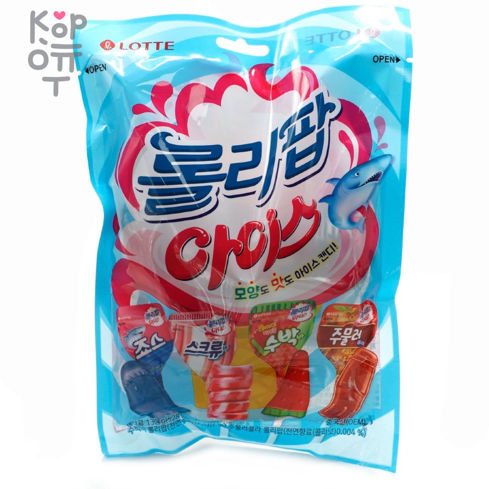 Lotte Lollipop ice candy - Детские леденцы на палочке мороженное, с фруктовыми вкусами, (12шт.)132гр.