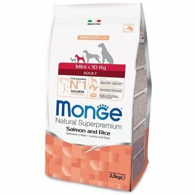 Сухой корм Monge Dog Speciality Line Monoprotein Mini, для взрослых собак мелких пород, из лосося с рисом 2,5
