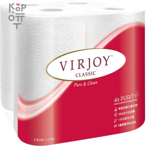 Gold Hond Ye Paper Virjoy Kitchen Roll - Кухонные полотенца жиропоглощающие, двухслойные, плотные, тиснёные 70листов*4 рулона., купить с доставкой на дом фото 1 — Корейские товары для всей семьи(КорОпт)