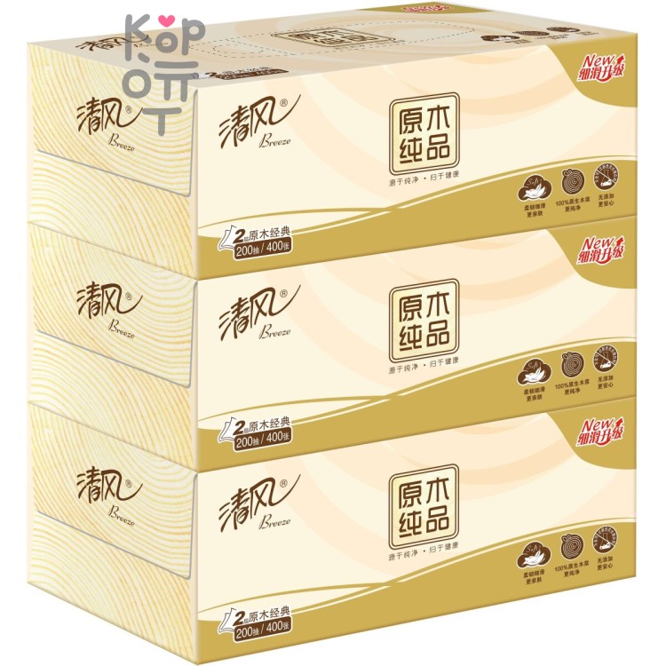 Gold Hond Ye Paper Breeze Facial Tissue - Салфетки бумажные Салфетки бумажные плотные 200шт.*3коробки.